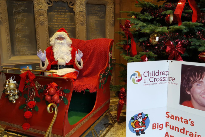 Santa on his sleigh, ready to greet the boys and girls!
